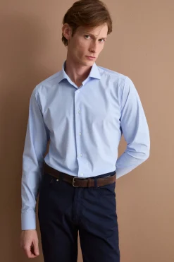 Camicia in jersey slim fit - AZZURRO