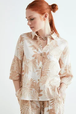 Camicia morbida in lino - FANT. BEIGE
