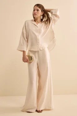 Camicia Over Coreana con Manica Kimono - BIANCO