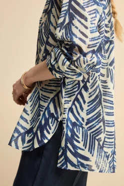 Camicia Over Coreana in Voile di Cotone - FANT. BLU