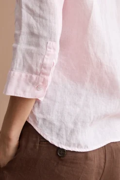 Camicia Over in Lino con Scollo Aperto - ROSA
