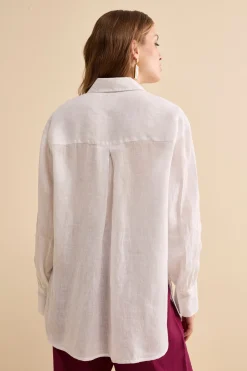 Camicia Over in Lino con Taschino - BIANCO