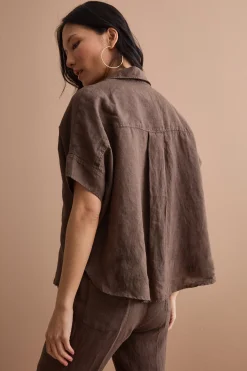 Camicia Polo Over in Lino con Taschino - T.MORO