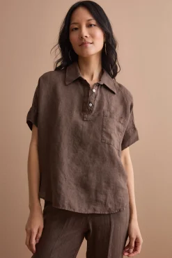 Camicia Polo Over in Lino con Taschino - T.MORO