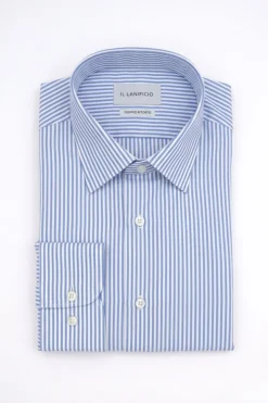 Camicia Regular Fit con Collo Classico - AZZURRO RIGATO