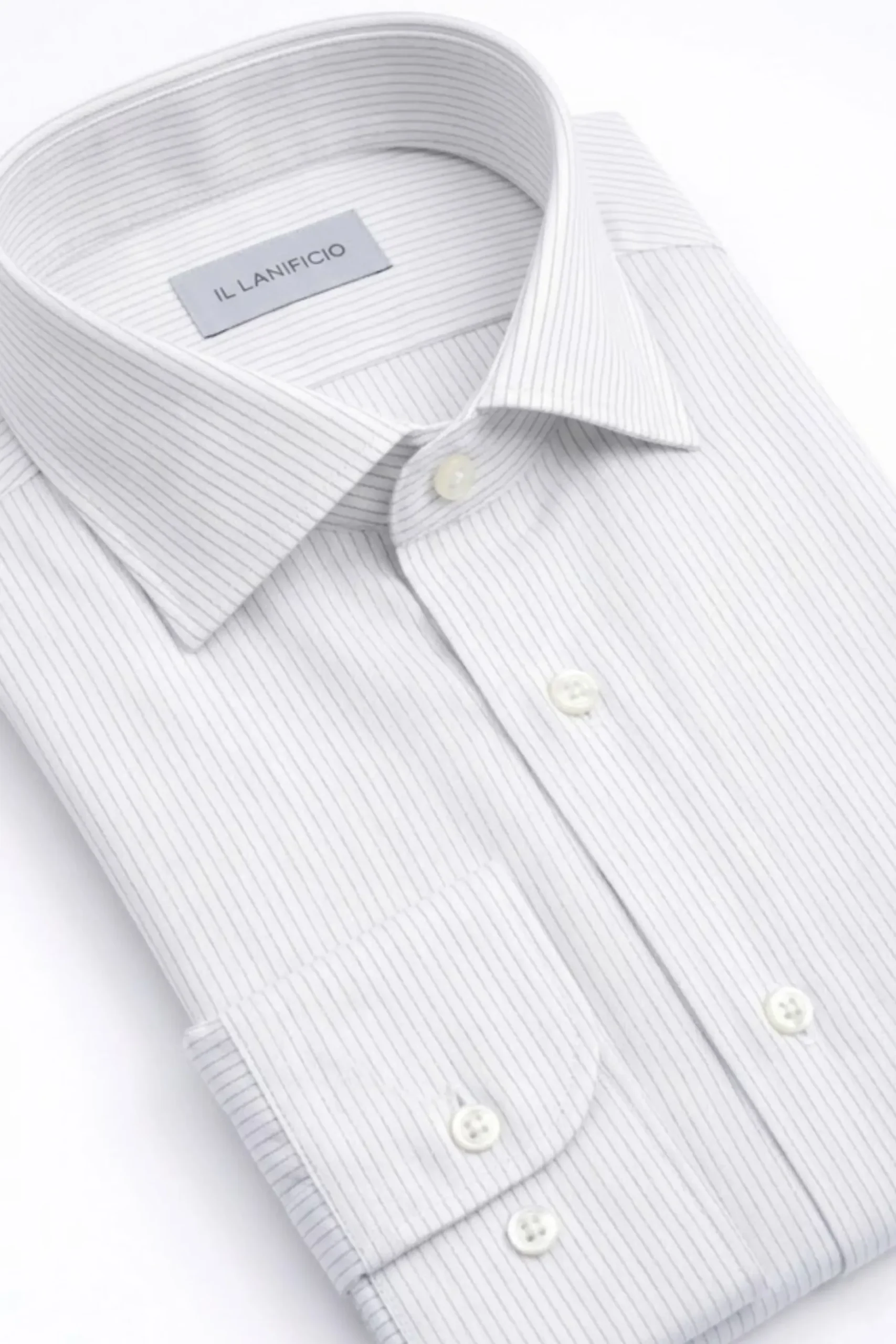 Camicia Regular Fit Cotone Doppio Ritorto - BIANCO RIGATO