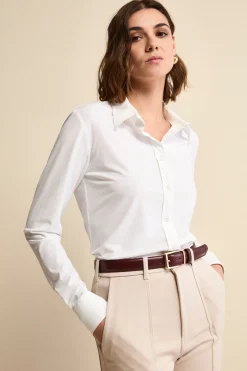 Camicia Regular Fit in Tessuto Tecnico - BIANCO