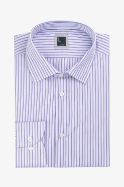Camicia rigata in cotone - VIOLA RIGATO