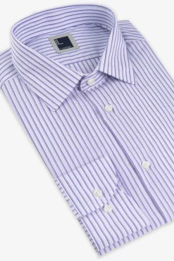 Camicia rigata in cotone - VIOLA RIGATO