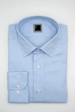 Camicia Slim Fit in Cotone con Collo Classico - FANT. AZZURRO