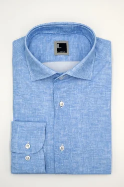 Camicia Slim Fit in Tessuto Tecnico - AZZURRO