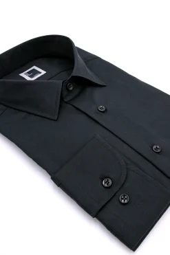 Camicia Slim Fit in Twill di Cotone - NERO