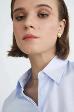 Camicia slim in cotone - AZZURRO