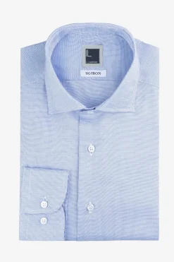 Camicia slim microfantasia non iron - FANT. BLU