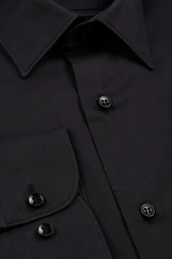 Camicia twill collo classico - NERO