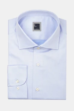 Camicia twill collo francese - AZZURRO