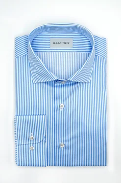 Camicia Twill Custom Fit collo Francese - AZZURRO RIGATO