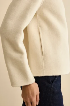Cappotto Corto Sfoderato in Misto Lana - PANNA