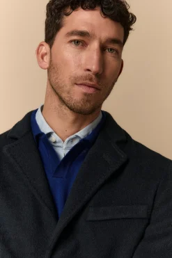 Cappotto in Lana con Gilet in Piuma - BLU
