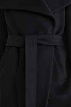 Cappotto lungo con cintura - NERO