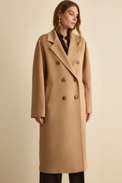 Cappotto Lungo Doppiopetto Foderato in Cashmere - CAMMELLO