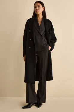 Cappotto Lungo Doppiopetto in Puro Cashmere - NERO