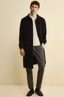 Cappotto Lungo Foderato in Lana e Cashmere - NERO