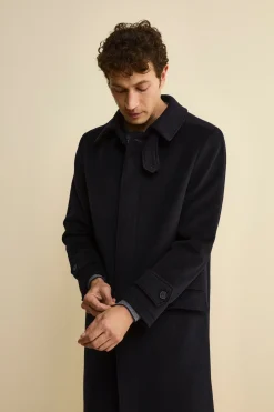 Cappotto Lungo Foderato in Lana e Cashmere - BLU