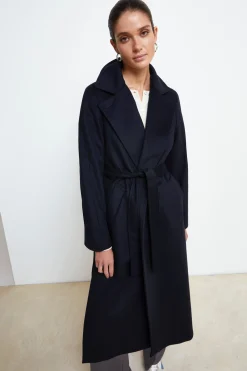 Cappotto lungo in lana e cashmere - BLU