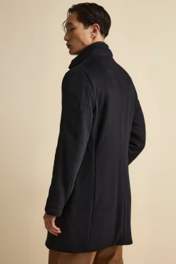 Cappotto Midi in Misto Lana con Pettorina Removibile - BLU