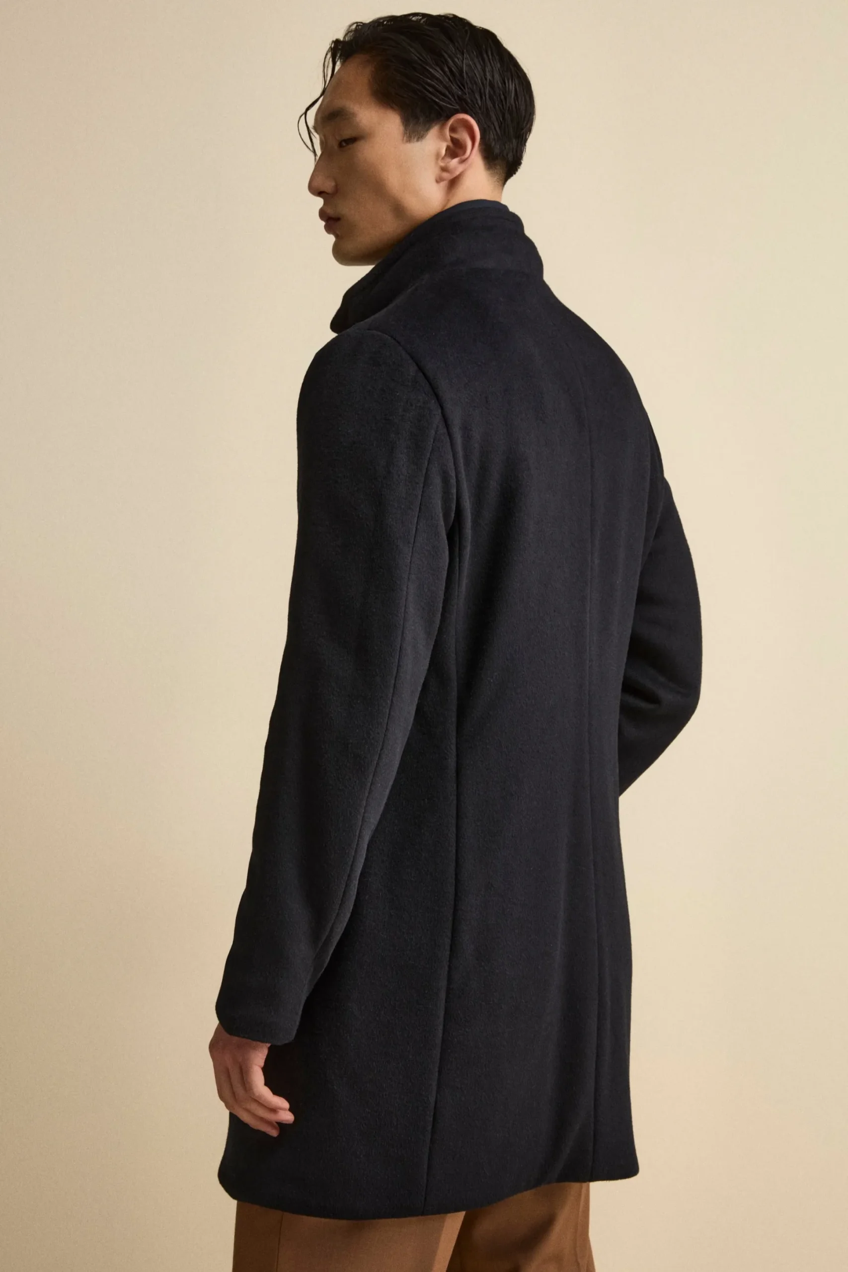 Cappotto Midi in Misto Lana con Pettorina Removibile - BLU