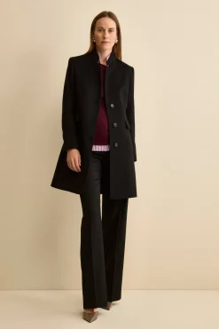 Cappotto Midi Sancrato in Misto Lana e Cashmere - NERO