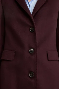 Cappotto Midi Sancrato in Misto Lana e Cashmere - PRUGNA