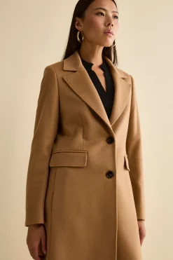 Cappotto Monopetto Lungo in Lana Vergine - CAMMELLO