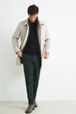Cappotto trapuntato in lana - BEIGE