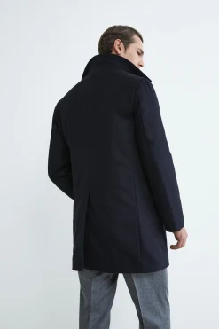 Cappotto trapuntato in lana - BLU