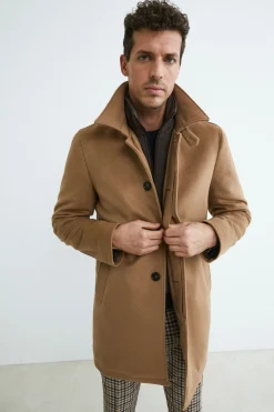 Cappotto trapuntato in lana - CAMMELLO