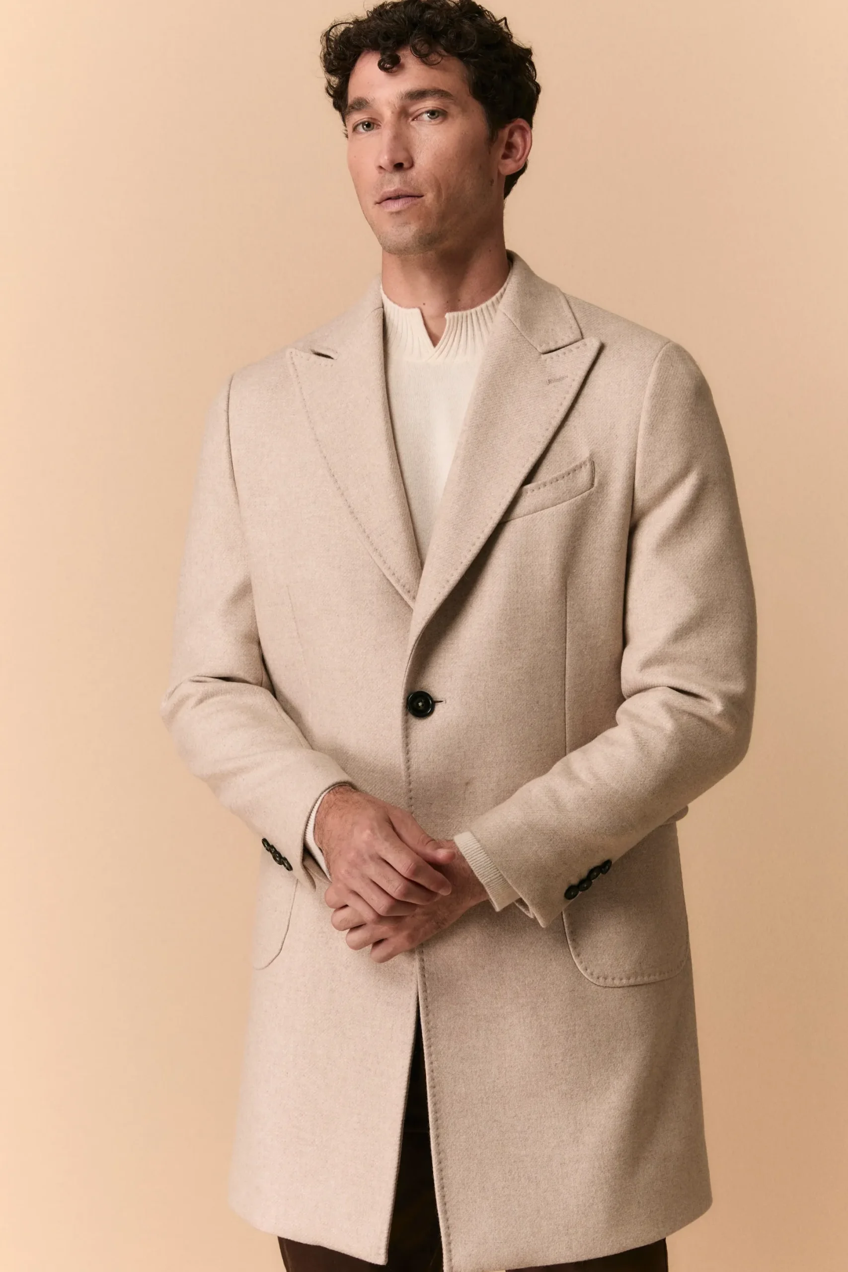 Cappotto Twill in Lana - TORTORA