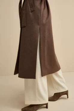 Cappotto Vestaglia Lungo in Puro Cashmere - NOCCIOLA