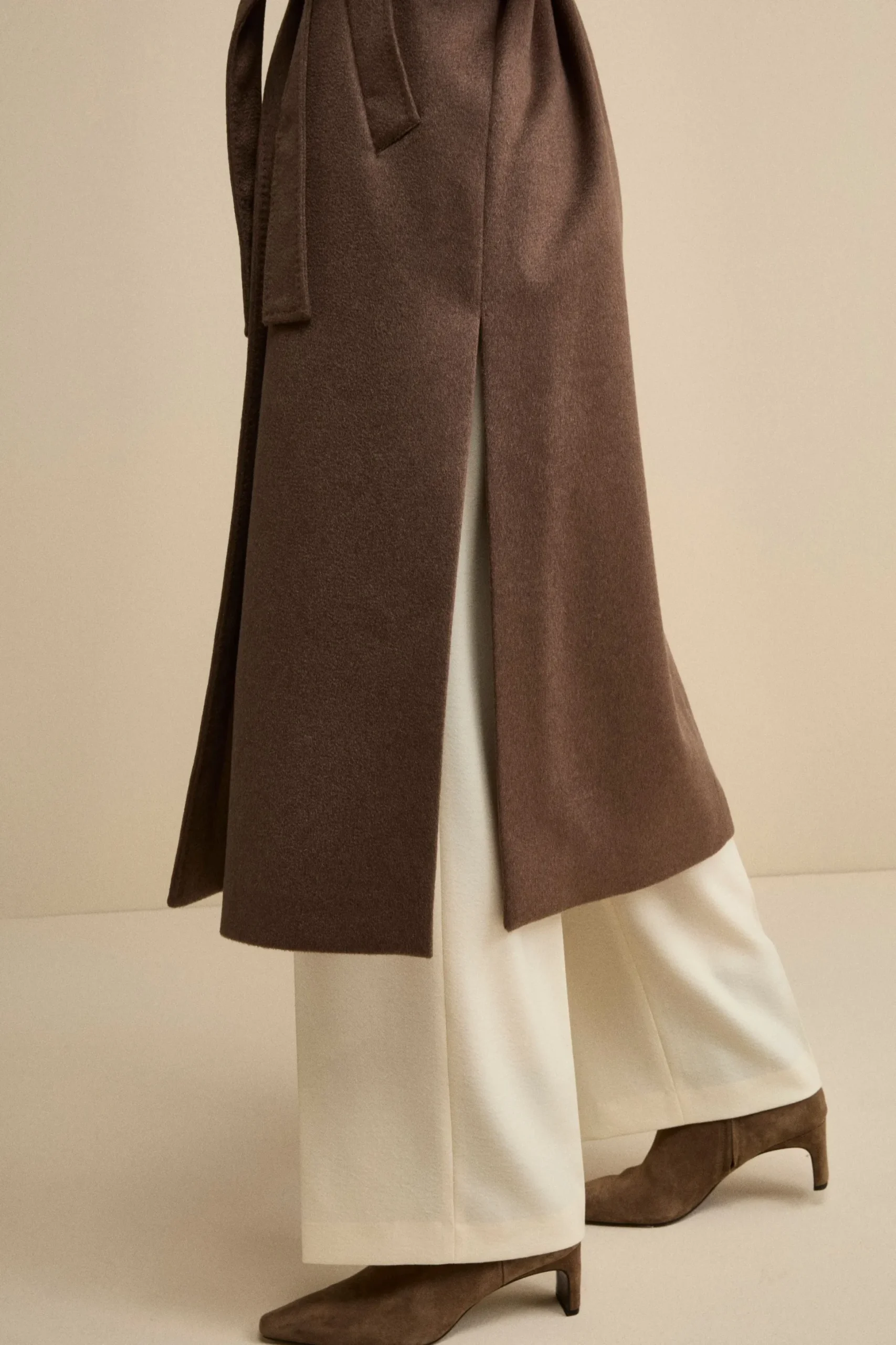 Cappotto Vestaglia Lungo in Puro Cashmere - NOCCIOLA