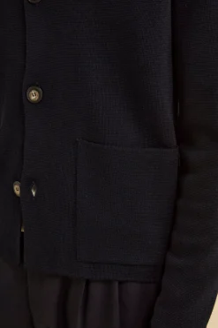Cardigan con Tasche e Bottoni in Misto Lana - BLU