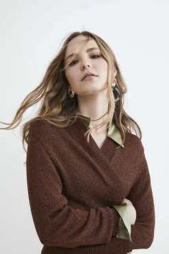 Cardigan corto da donna - TABACCO