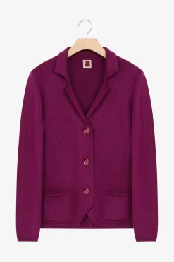 Cardigan in lana con bottoni - CICLAMINO