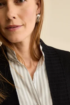 Cardigan Lungo con Collo a Scialle in Lana - NERO
