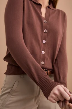 Cardigan Polo in Cotone - TERRA