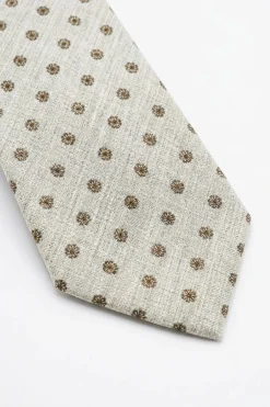 Cravatta in Lino e Seta a Fiori - FANT. BEIGE