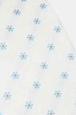 Cravatta in seta con fiori - FANT. BIANCO/AZZURRO