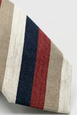Cravatta Jacquard in Seta a Righe - RIGATO BLU/ROSSO