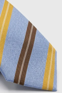 Cravatta Jacquard in Seta Rigata - RIGATO AZZURRO/MARRONE