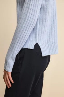 Dolcevita in Lana e Cashmere con Treccia - AZZURRO